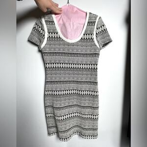 ABS Black & White Knit Dress, Small / Petit